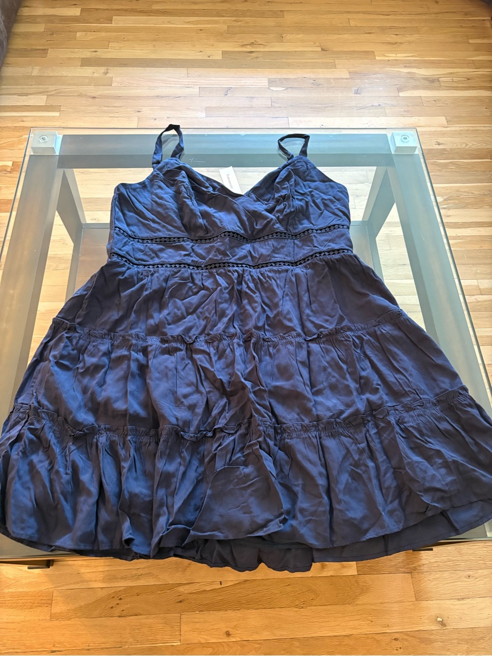 Harper Women’s Plus 2X Blue V-Neck Strappy Sleeveless Mini Dress Lace Ruffle